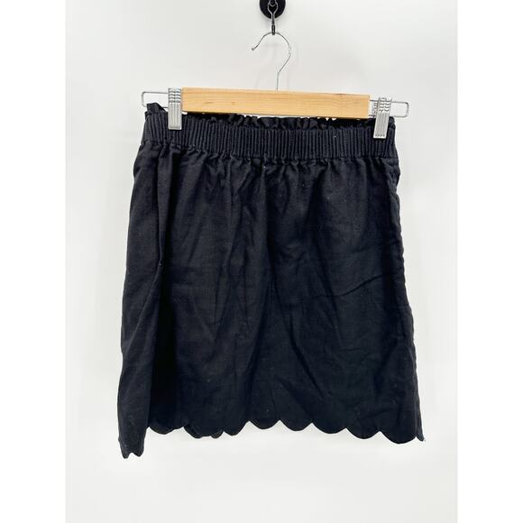 J by J Crew Scalloped Sidewalk Black Elastic Waist Mini Skirt Women's Size 2 - Picture 2 of 9